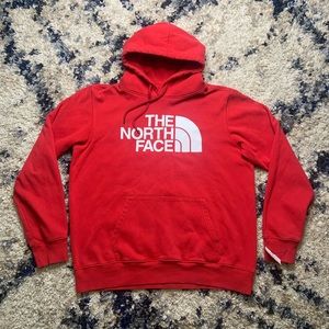 Men’s Large The North Face Fleece Hooded Pullover Sweatshirt Red
